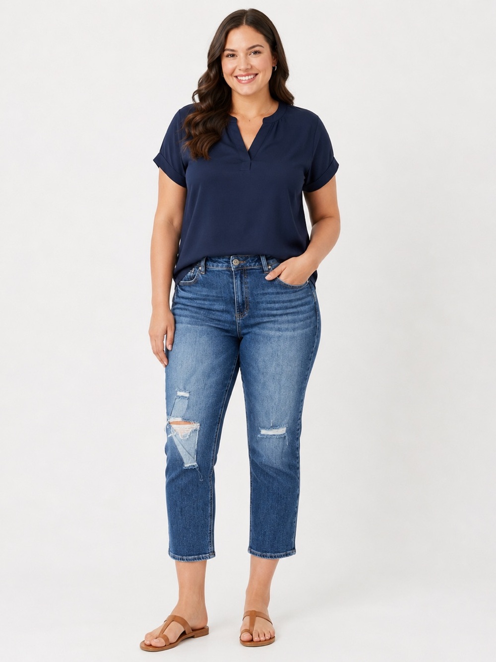 Risen jeans boutique brand crop high rise women’s size 13/31